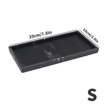 EcoWarra Black Marble Pattern 1Pc Bathroom Vanity Silicone Tray, Rectangular Dish Soap and Sponge Holder, Vanity Perfume Organizer, Makeup Ring Storage Tray, Home Essentials, Home Decoration, Home Furniture