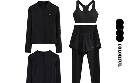 EcoWarra Black Set / XL(57.5kg-62.5kg) DRUR 4pcs Yoga Suit Women Sports Bra High Waist Leggings And Jacekets Sets Sport Outfit Fitness Workout Clothes Lady Sportswear