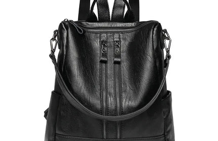 EcoWarra black Women Soft Leather Backpack School Black Casual Multifunctional College Bag Large Capacity Shoulder Bags Travel Tote Backpack
