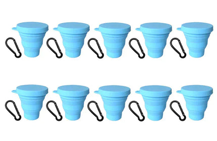 EcoWarra Blue-10Sets 1-20Sets 180ML Folding Cup Mini Retractable Cup Silicone Portable Teacup Outdoor Travel Coffee Telescopic Drinking Mug with Lid