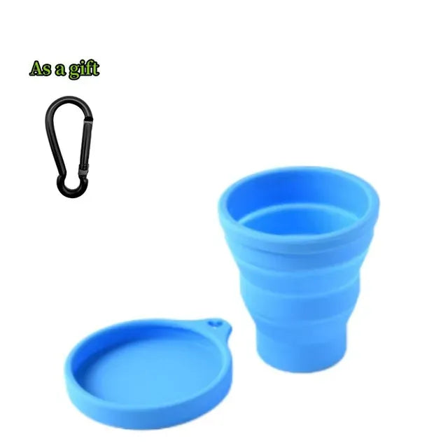 EcoWarra Blue-1Set 1-20Sets 180ML Folding Cup Mini Retractable Cup Silicone Portable Teacup Outdoor Travel Coffee Telescopic Drinking Mug with Lid