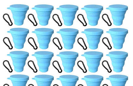 EcoWarra Blue-20Sets 1-20Sets 180ML Folding Cup Mini Retractable Cup Silicone Portable Teacup Outdoor Travel Coffee Telescopic Drinking Mug with Lid