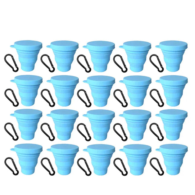 EcoWarra Blue-20Sets 1-20Sets 180ML Folding Cup Mini Retractable Cup Silicone Portable Teacup Outdoor Travel Coffee Telescopic Drinking Mug with Lid