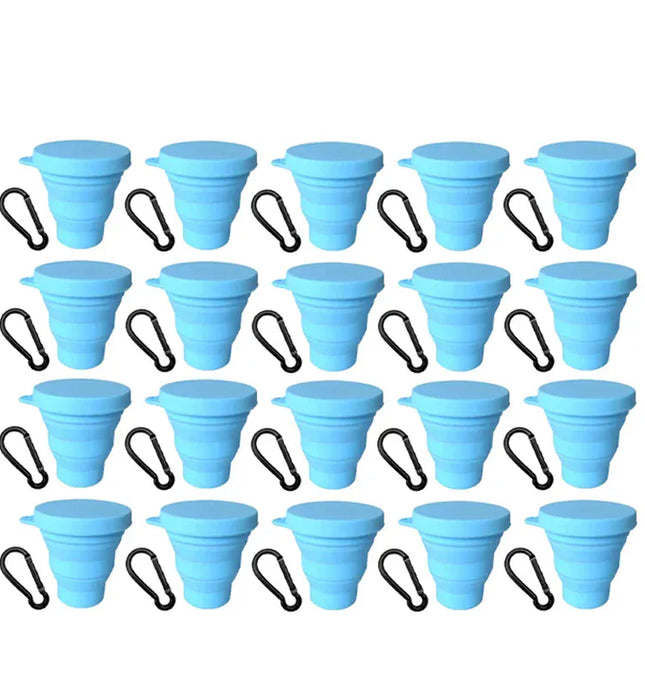 EcoWarra Blue-20Sets 1-20Sets 180ML Folding Cup Mini Retractable Cup Silicone Portable Teacup Outdoor Travel Coffee Telescopic Drinking Mug with Lid