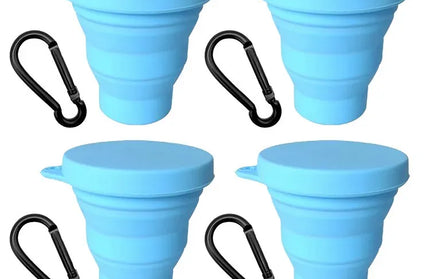 EcoWarra Blue-4Sets 1-20Sets 180ML Folding Cup Mini Retractable Cup Silicone Portable Teacup Outdoor Travel Coffee Telescopic Drinking Mug with Lid
