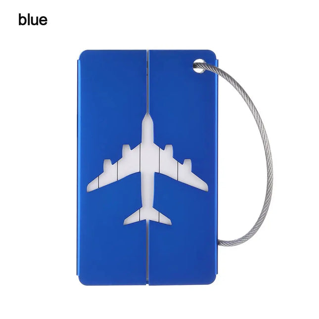EcoWarra blue Aluminium Travel Luggage Tags Reusable Suitcase Baggage Labels Holiday Suitcase Labels Travel Bag ID Plane Identifier With Ropes