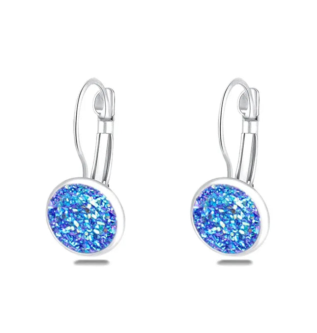 EcoWarra blue earrings Simplee Korean Fashion Earrings with Round Stone for Women Silver Color Hanging Earing 2023 Trend Jewelry K-pop Accessories
