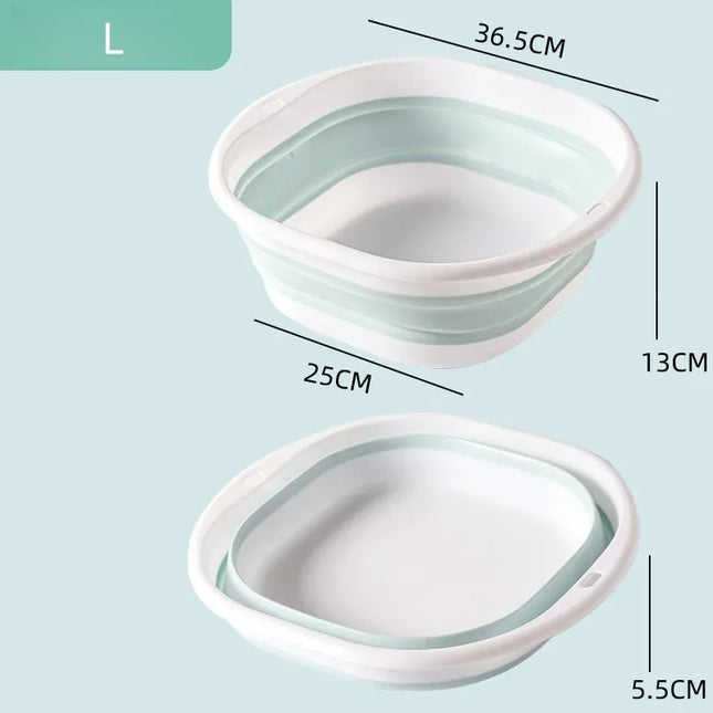 EcoWarra BLUE L Folding Washbasin Silicone Portable Basin Foldable Bucket Camping Sink Bath Goods Dorm Room Essential Collapsible Laundry Bowl