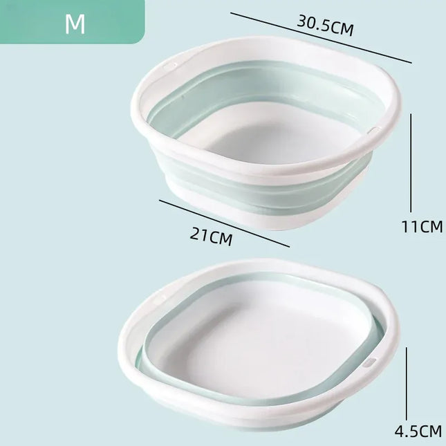 EcoWarra BLUE M Folding Washbasin Silicone Portable Basin Foldable Bucket Camping Sink Bath Goods Dorm Room Essential Collapsible Laundry Bowl