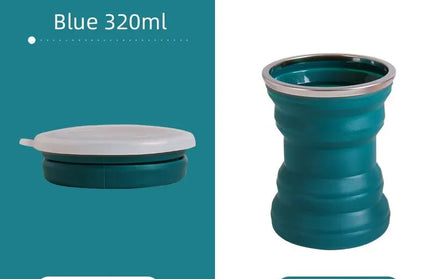 EcoWarra Blue Type A Portable Silicone Foldable Cup With Lanyard Heat Resistant Collapsible Cups Lid Folding Storage Travel Mug For Hot Water
