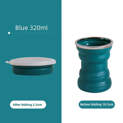 EcoWarra Blue Type A Portable Silicone Foldable Cup With Lanyard Heat Resistant Collapsible Cups Lid Folding Storage Travel Mug For Hot Water