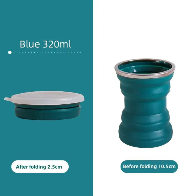 EcoWarra Blue Type A Portable Silicone Foldable Cup With Lanyard Heat Resistant Collapsible Cups Lid Folding Storage Travel Mug For Hot Water