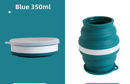 EcoWarra Blue Type B Portable Silicone Foldable Cup With Lanyard Heat Resistant Collapsible Cups Lid Folding Storage Travel Mug For Hot Water
