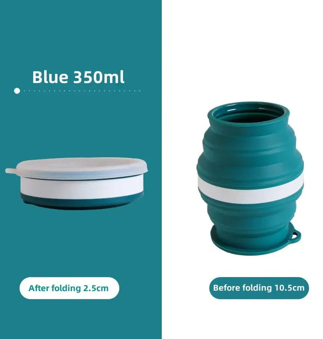 EcoWarra Blue Type B Portable Silicone Foldable Cup With Lanyard Heat Resistant Collapsible Cups Lid Folding Storage Travel Mug For Hot Water