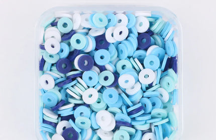 EcoWarra blue white / 500Pcs 1box 500Pcs/Box 6mm Recyclable Polymer Clay Disc Loose Charms Beads Boho 34 Colors Wristband Handmade Spacer Beads For Jewelry Making
