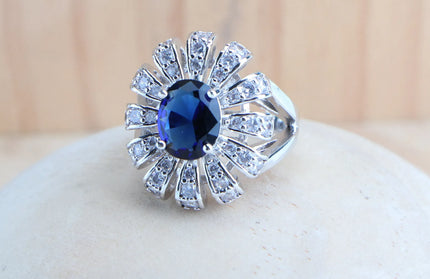 EcoWarra Blue Zirconia Women Silver 925 Jewelry Sets Wedding Bridal Costume Jewellery Earrings Rings Stone Bracelets Set Pendant Necklace