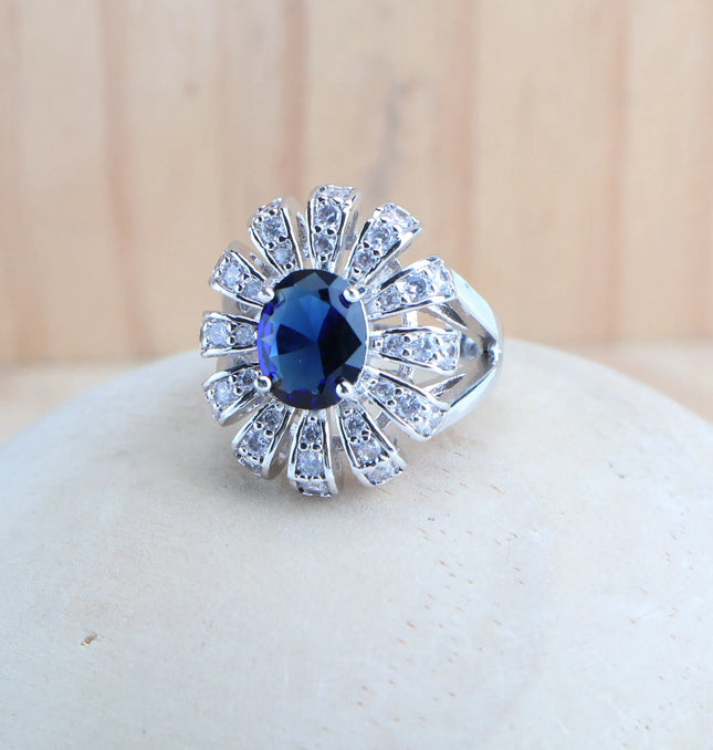 EcoWarra Blue Zirconia Women Silver 925 Jewelry Sets Wedding Bridal Costume Jewellery Earrings Rings Stone Bracelets Set Pendant Necklace