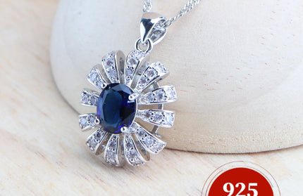 EcoWarra Blue Zirconia Women Silver 925 Jewelry Sets Wedding Bridal Costume Jewellery Earrings Rings Stone Bracelets Set Pendant Necklace