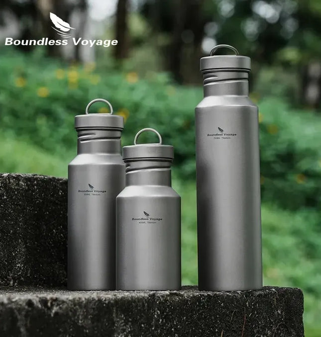 EcoWarra Boundless Voyage Titanium Water Bottle with Lid Wide Mouth Leak-Proof Reusable Sport Drinking Bottle for Camping 400/550/750ml