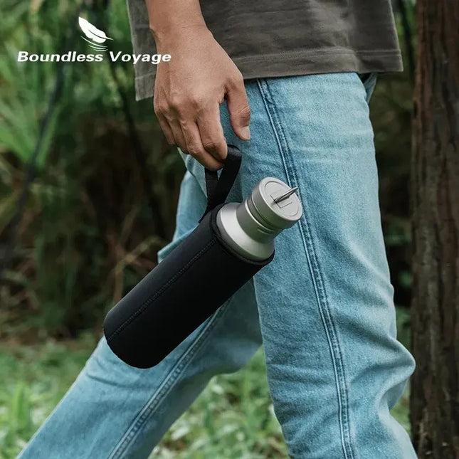 EcoWarra Boundless Voyage Titanium Water Bottle with Lid Wide Mouth Leak-Proof Reusable Sport Drinking Bottle for Camping 400/550/750ml