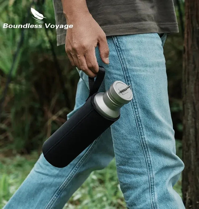EcoWarra Boundless Voyage Titanium Water Bottle with Lid Wide Mouth Leak-Proof Reusable Sport Drinking Bottle for Camping 400/550/750ml