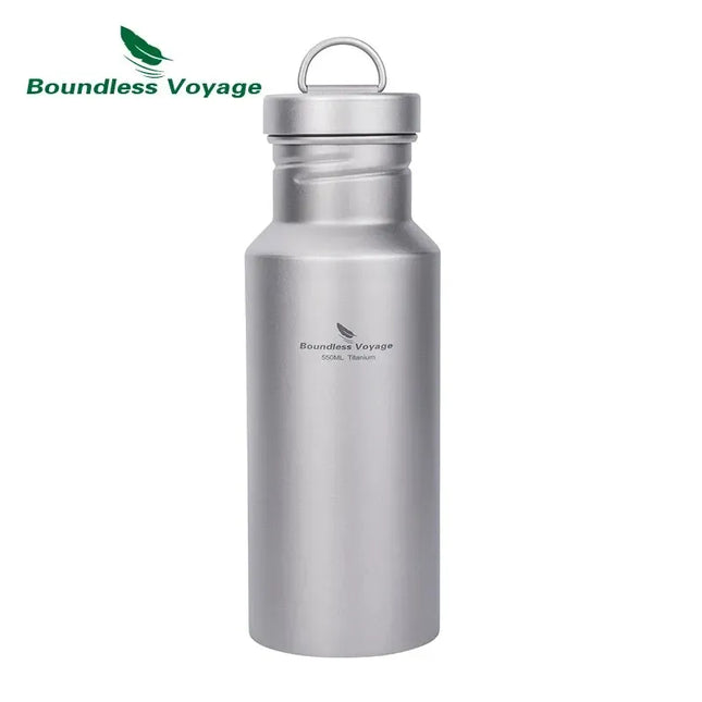 EcoWarra Boundless Voyage Titanium Water Bottle with Lid Wide Mouth Leak-Proof Reusable Sport Drinking Bottle for Camping 400/550/750ml