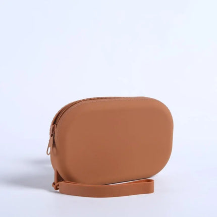 EcoWarra Brown-15x9x3cm Portable Silicone Underwear Storage Bag Large Capacity Waterproof Zipper Pouch Desktop Storage Toiletries Bag Lipstick Bags