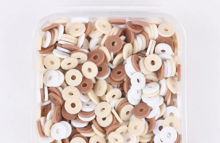 EcoWarra brown brown beige / 500Pcs 1box 500Pcs/Box 6mm Recyclable Polymer Clay Disc Loose Charms Beads Boho 34 Colors Wristband Handmade Spacer Beads For Jewelry Making