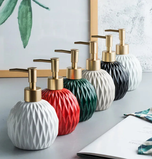 EcoWarra Ceramic Bathroom Reusable Soap Dispenser Lotion Bottles Liquid Pump Bottle Lotion Dispenser Soap Dispenser Bathroom Decoration