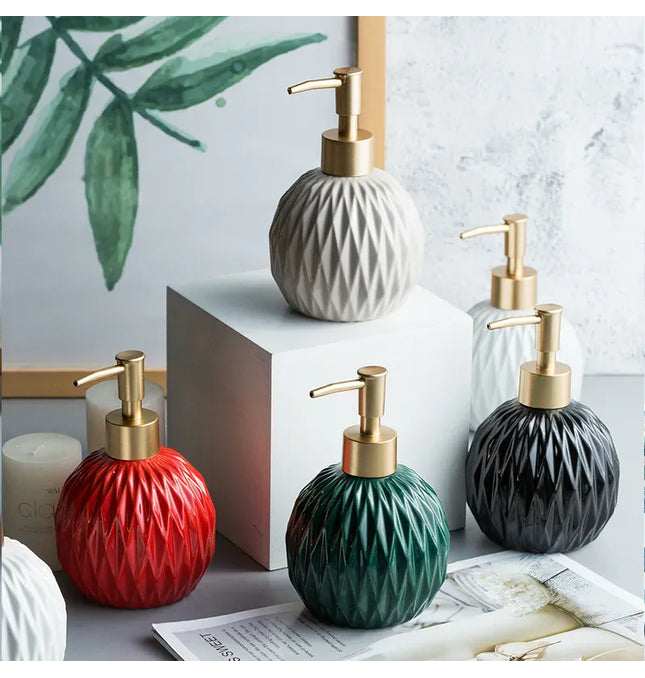 EcoWarra Ceramic Bathroom Reusable Soap Dispenser Lotion Bottles Liquid Pump Bottle Lotion Dispenser Soap Dispenser Bathroom Decoration