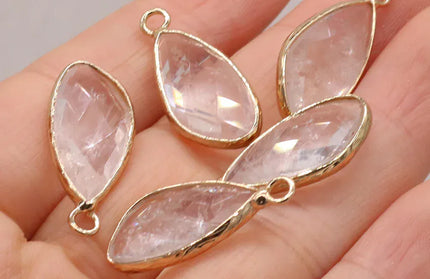 EcoWarra Clear Quartz 2pc Natural Rose Clear Pink Quartz Labradorite Amethysts Stone Charm Pendant for Necklaces Earrings Jewelry Making Accessories