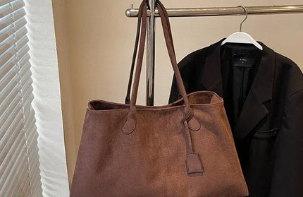 EcoWarra coffee Elegant Shoulder Bag Pouch Suede Shoulder Bag Korean Style Storage Suede Handbag Suede Bucket Bag All-match Underarm Tote Bag