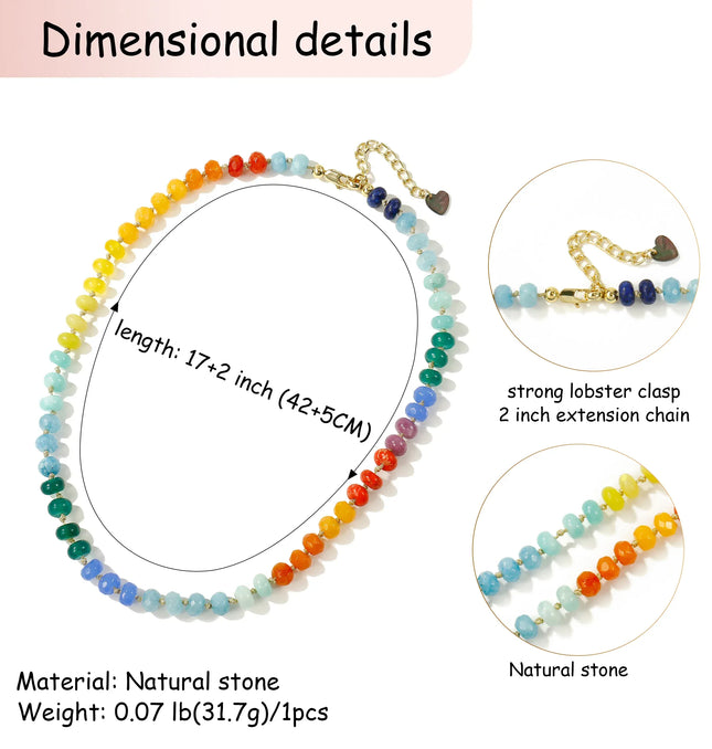 EcoWarra Colorful-505 Badu Colorful Natural Stone Beads Necklaces for Women Bohomian Gemstone Beaded Choker Summer Beach Trendy Boho Jewelry Gift