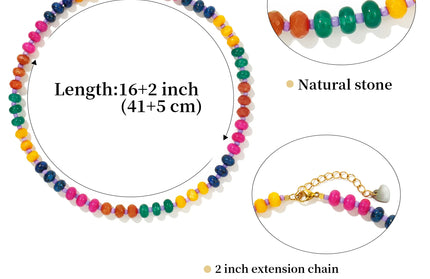 EcoWarra Colorful-703 Badu Colorful Natural Stone Beads Necklaces for Women Bohomian Gemstone Beaded Choker Summer Beach Trendy Boho Jewelry Gift