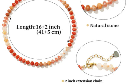 EcoWarra colorful-709 Badu Colorful Natural Stone Beads Necklaces for Women Bohomian Gemstone Beaded Choker Summer Beach Trendy Boho Jewelry Gift