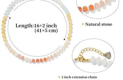 EcoWarra Colorful-711 Badu Colorful Natural Stone Beads Necklaces for Women Bohomian Gemstone Beaded Choker Summer Beach Trendy Boho Jewelry Gift