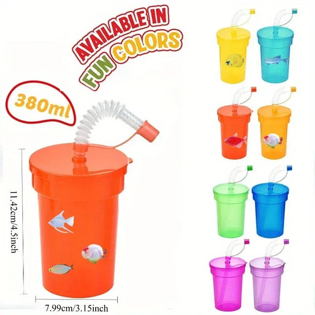 EcoWarra Colorful Expandable Plastic Straw Cup with Leak Proof Lid Siphon Mug for Summer Outdoor Travel Home Juice Milk Water DrinkingUse