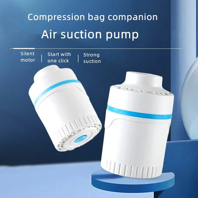 EcoWarra Compressed bag electric pump, travel vacuum bag pump, mini vacuum sealant machine, food space savings, food organizer