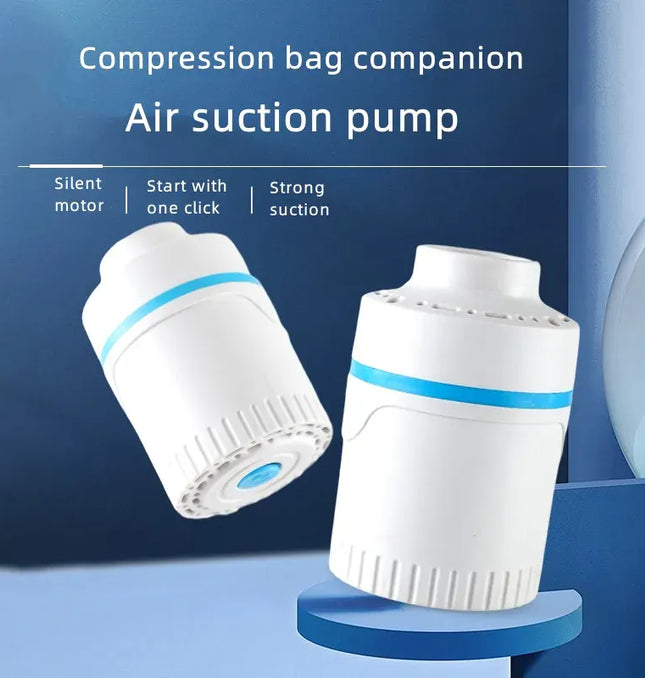EcoWarra Compressed bag electric pump, travel vacuum bag pump, mini vacuum sealant machine, food space savings, food organizer