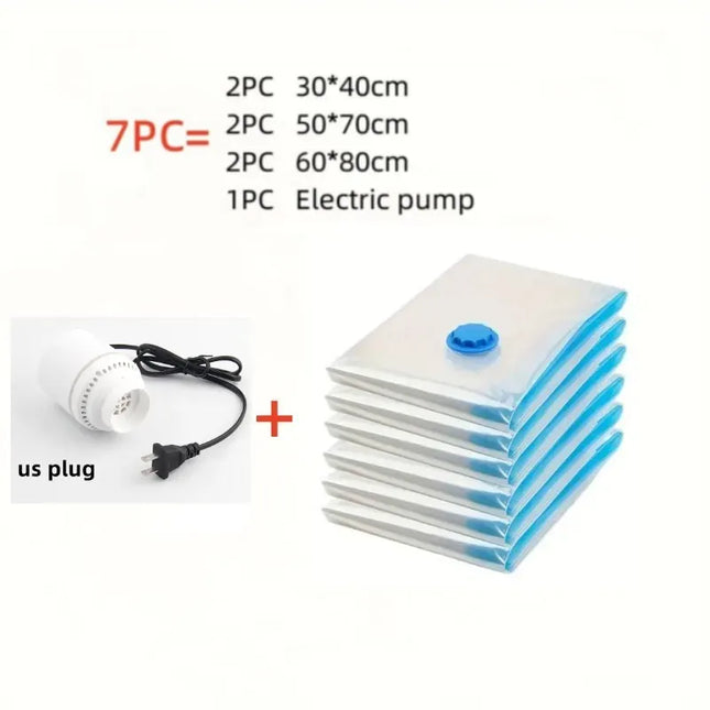 EcoWarra Compressed bag electric pump, travel vacuum bag pump, mini vacuum sealant machine, food space savings, food organizer