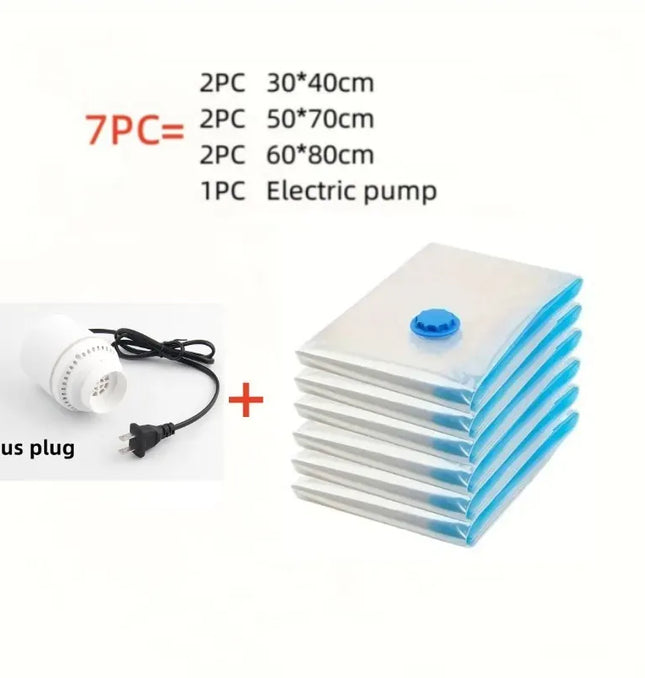 EcoWarra Compressed bag electric pump, travel vacuum bag pump, mini vacuum sealant machine, food space savings, food organizer