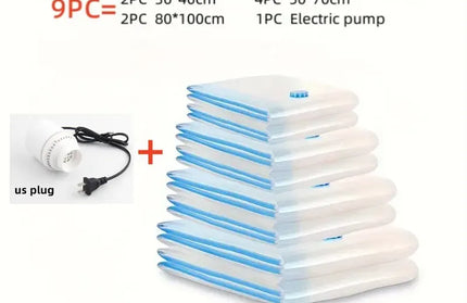 EcoWarra Compressed bag electric pump, travel vacuum bag pump, mini vacuum sealant machine, food space savings, food organizer