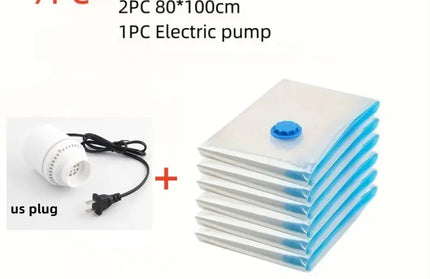 EcoWarra Compressed bag electric pump, travel vacuum bag pump, mini vacuum sealant machine, food space savings, food organizer