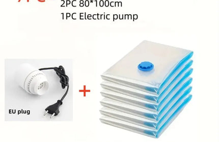 EcoWarra Compressed bag electric pump, travel vacuum bag pump, mini vacuum sealant machine, food space savings, food organizer
