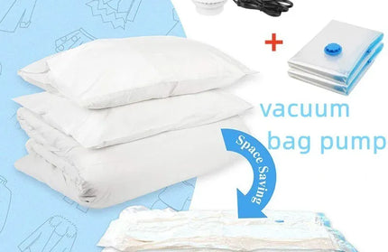 EcoWarra Compressed bag electric pump, travel vacuum bag pump, mini vacuum sealant machine, food space savings, food organizer