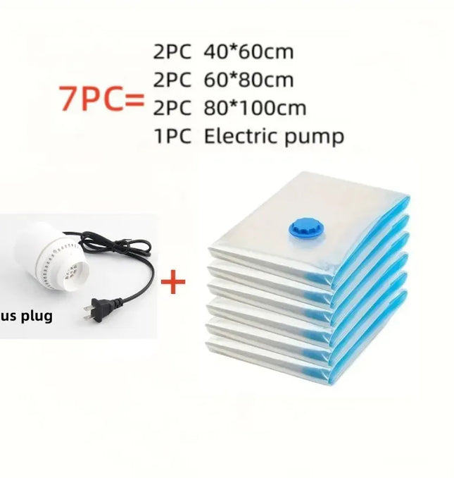 EcoWarra Compressed bag electric pump, travel vacuum bag pump, mini vacuum sealant machine, food space savings, food organizer
