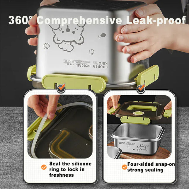 EcoWarra COOKER KING 420ml-6200ml Large Capacity Stainless Steel Food Storage Container, Fridge/Oven Safe, Lunch Box for Travel, Picnic