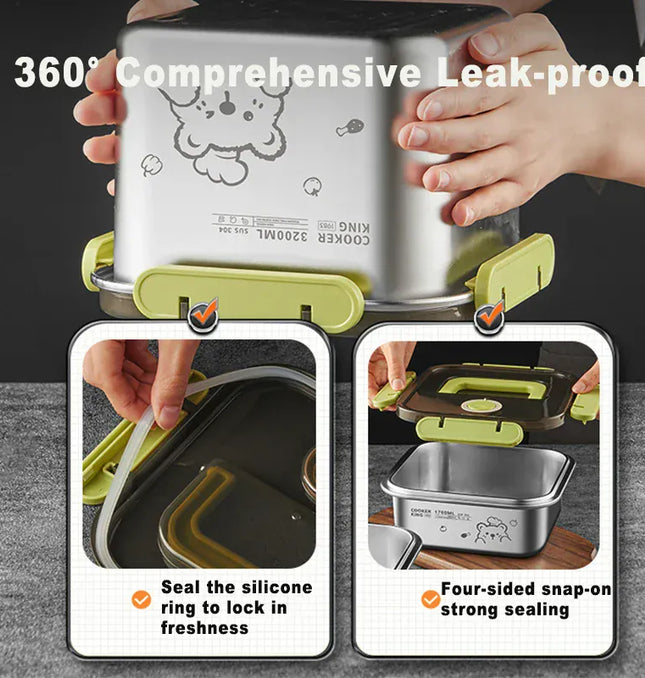 EcoWarra COOKER KING 420ml-6200ml Large Capacity Stainless Steel Food Storage Container, Fridge/Oven Safe, Lunch Box for Travel, Picnic