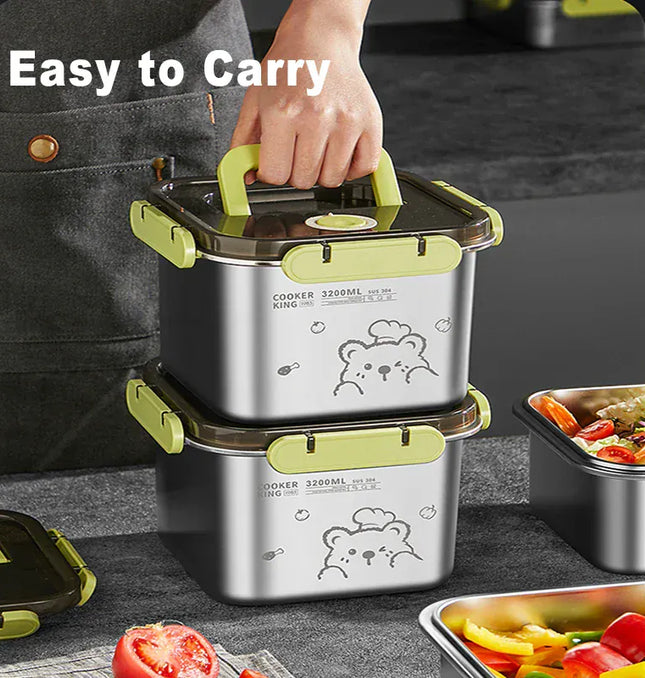 EcoWarra COOKER KING 420ml-6200ml Large Capacity Stainless Steel Food Storage Container, Fridge/Oven Safe, Lunch Box for Travel, Picnic