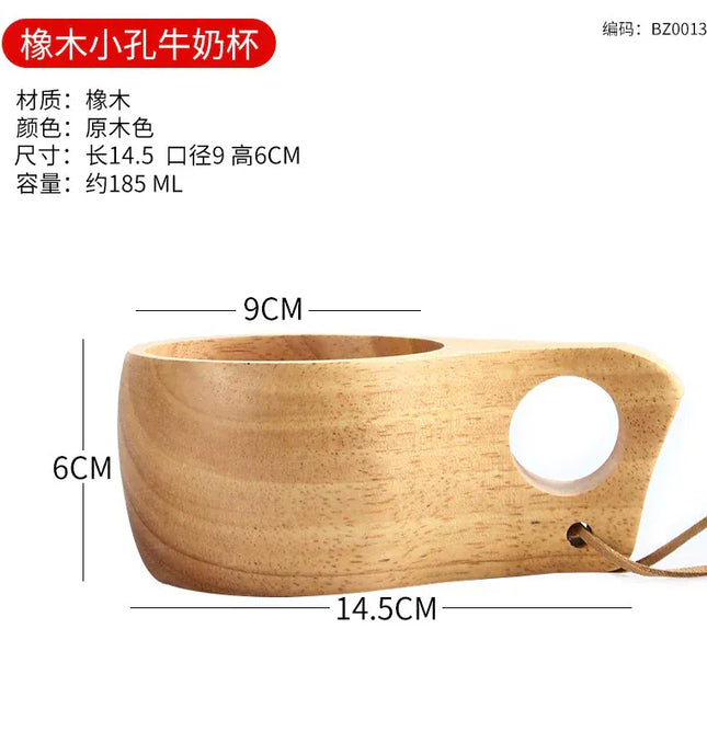 EcoWarra Creative Wooden Mug Outdoor Camping Traveling Mug Nordic Style Handmade Coffee Milk Cup Solid Wooden Drinking Mug